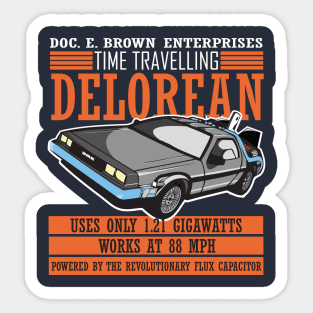 Doc E Brown Enterprises Time Travelling Delorean Sticker